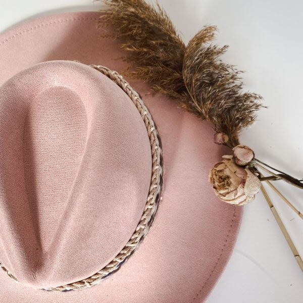 Cappello Fedora in camoscio rosa